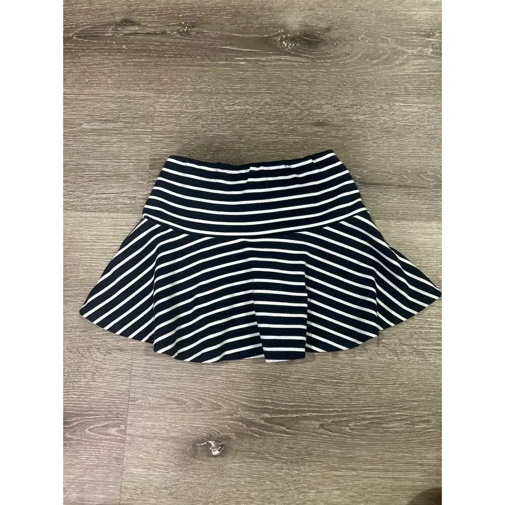 Polo Ralph Lauren Girls Striped Skort Size 4 Black White Nautical Ruffle